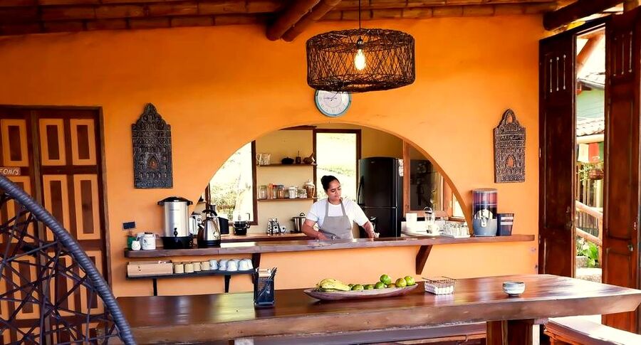 Communal kitchen with fresh produce