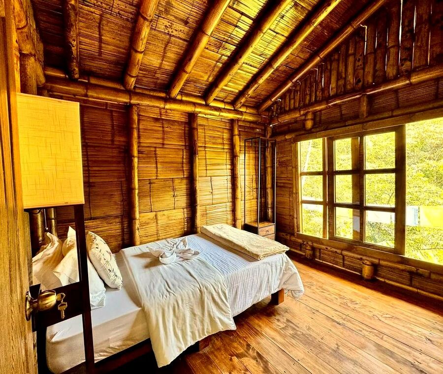 Bamboo bedroom in daylight