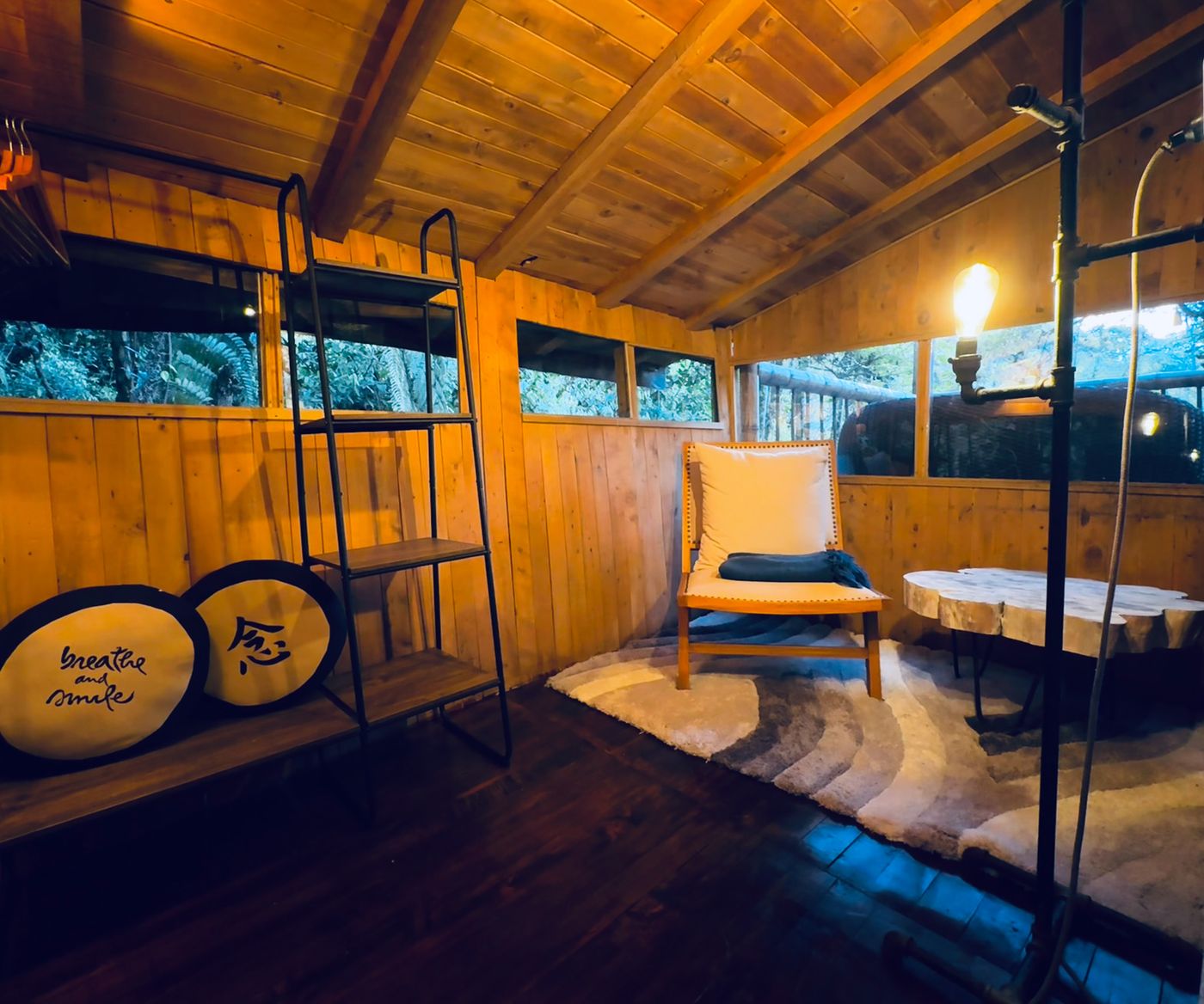 Private Forest Cabin sitting area